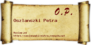 Oszlanszki Petra névjegykártya
